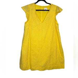 The Nines by HATCH Yellow Flutter Short Sleeve Eyelet Maternity Dress Large